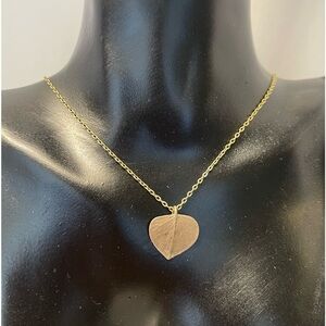 Eucalyptus brass and gold tone necklace